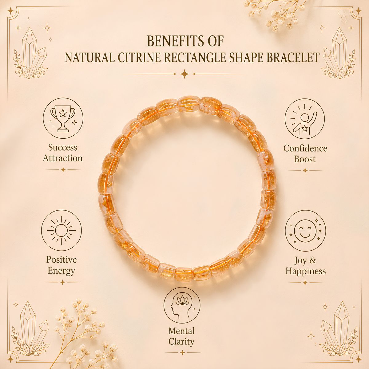 Natural Citrine Rectangle Shape Bracelet natural citrine rectangle shape bracelet