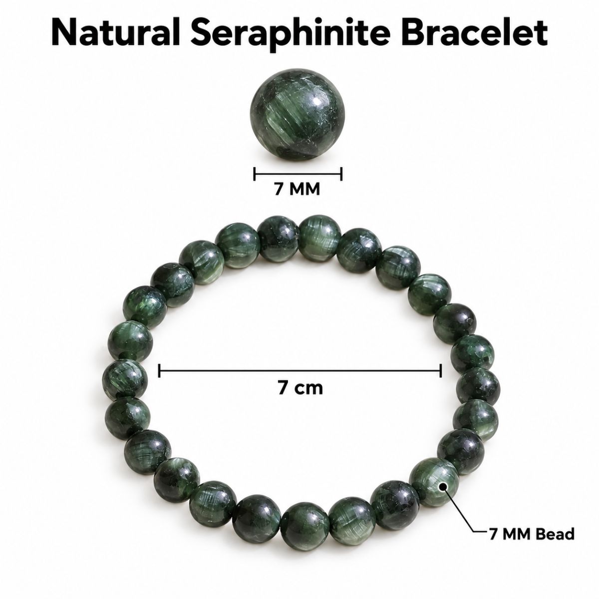 Natural Seraphinite Bracelet 7 mm natural seraphinite bracelet 7 mm