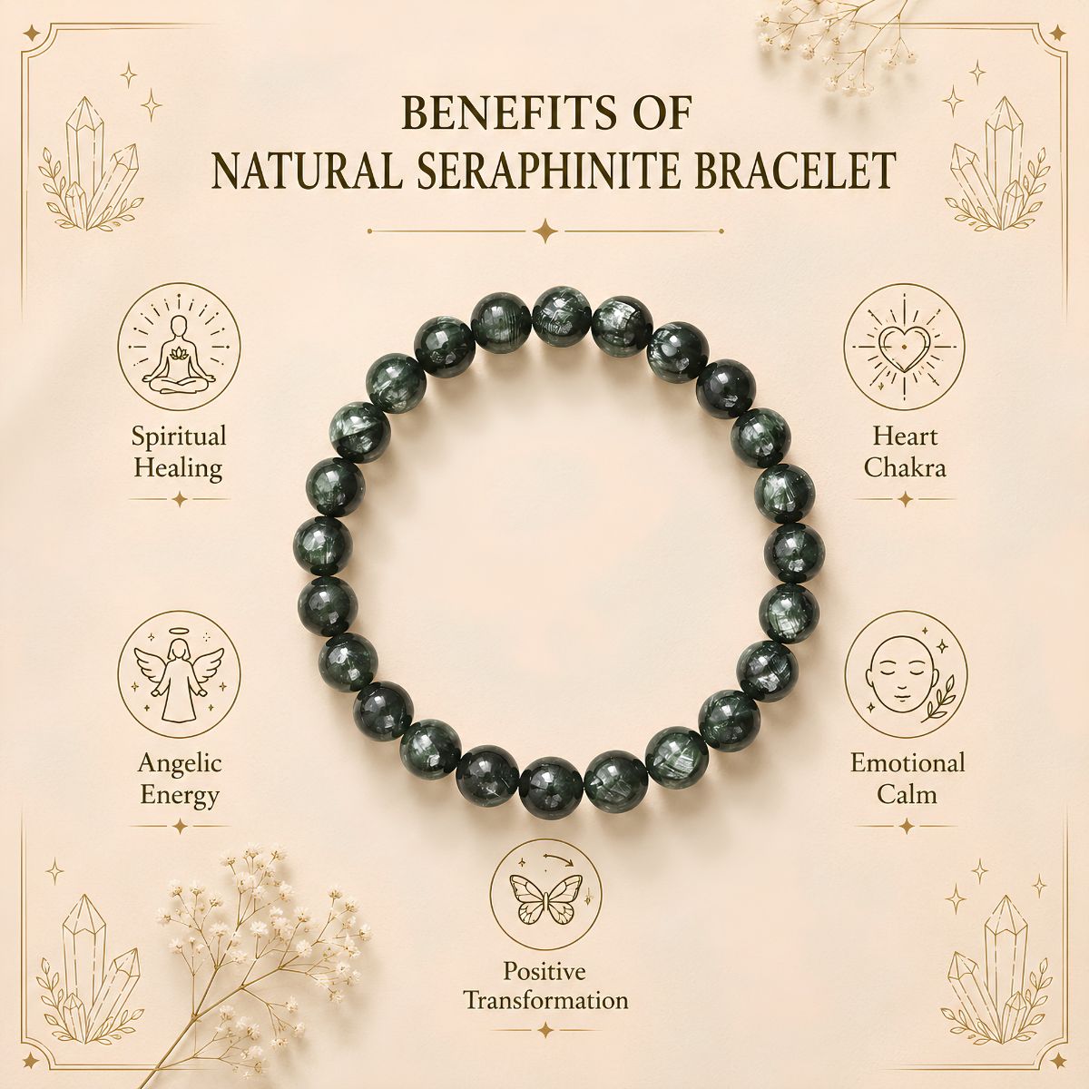 Natural Seraphinite Bracelet natural seraphinite bracelet 7 mm