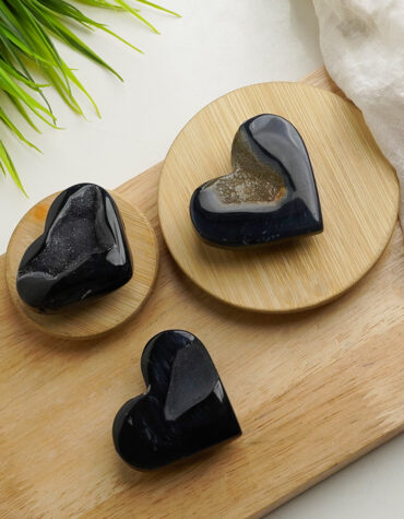 orca agate druzy heart