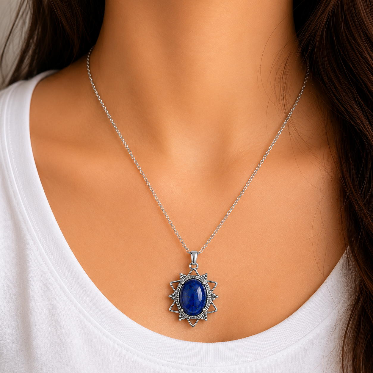 Oval Star Design Pendant-Shubhanjali Store (3) oval star design pendant