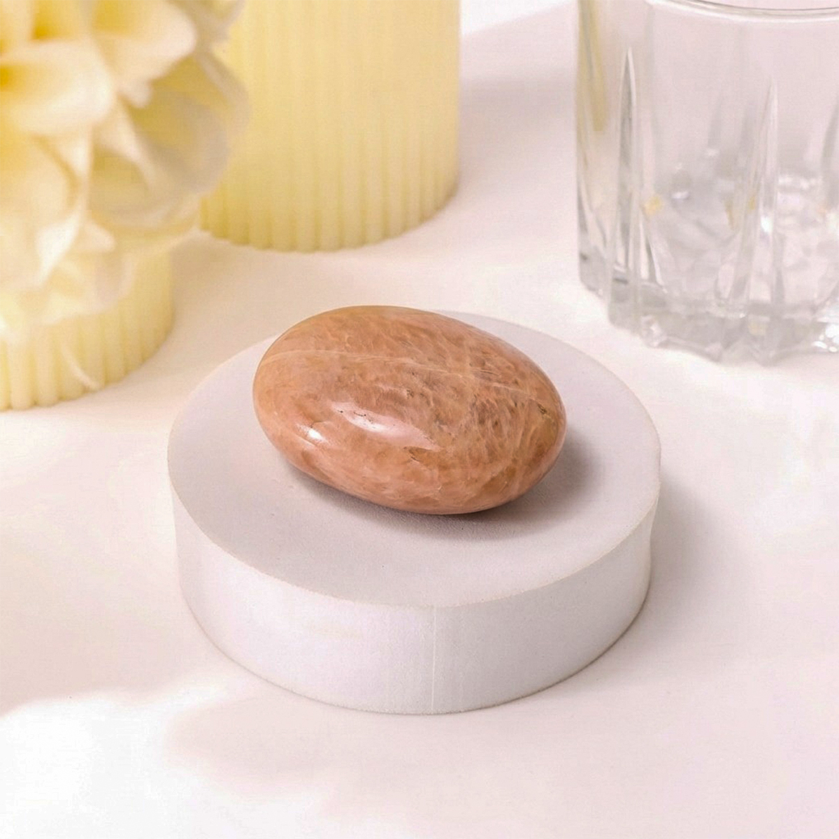 Peach Moonstone Palm Stone peach moonstone palm stone 50 100 gms