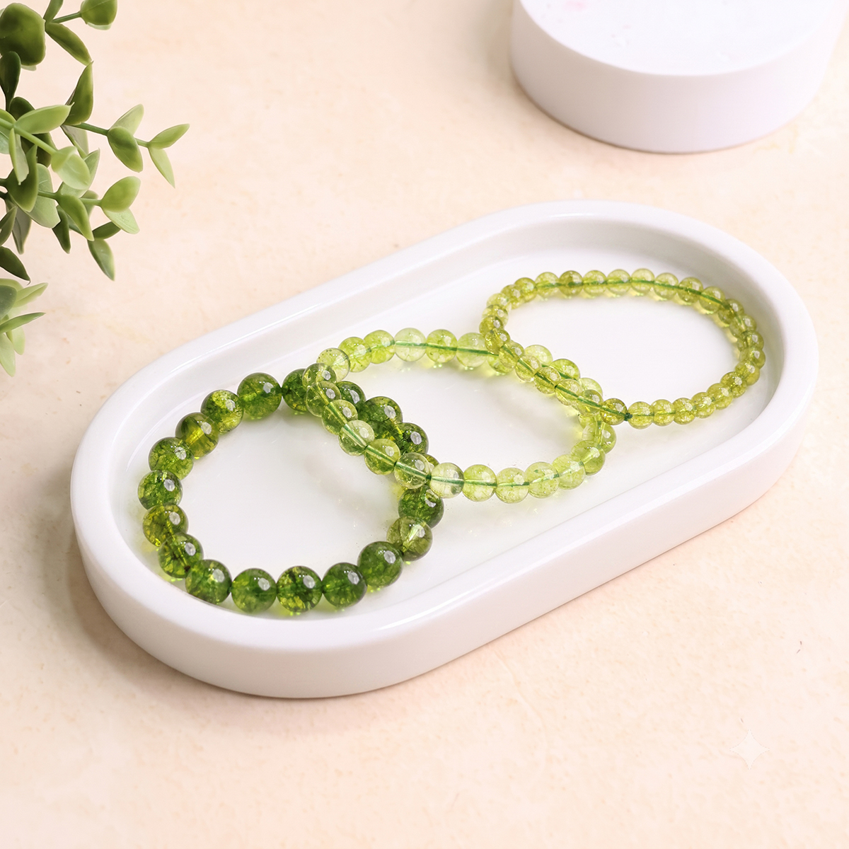 Peridot Bracelet peridot round beads bracelet (synthetic) 6 mm