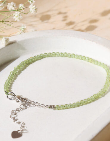 peridot faceted chain bracelet 2 mm