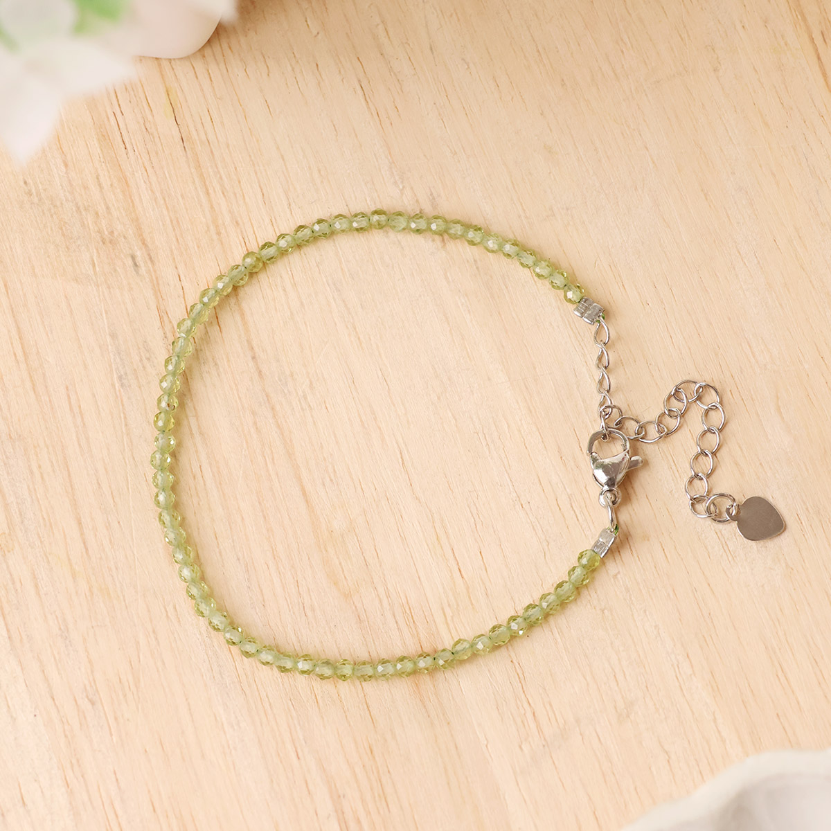 Peridot Faceted Chain Bracelet 2 MM-Shubhanjali Store (3) peridot faceted chain bracelet 2 mm