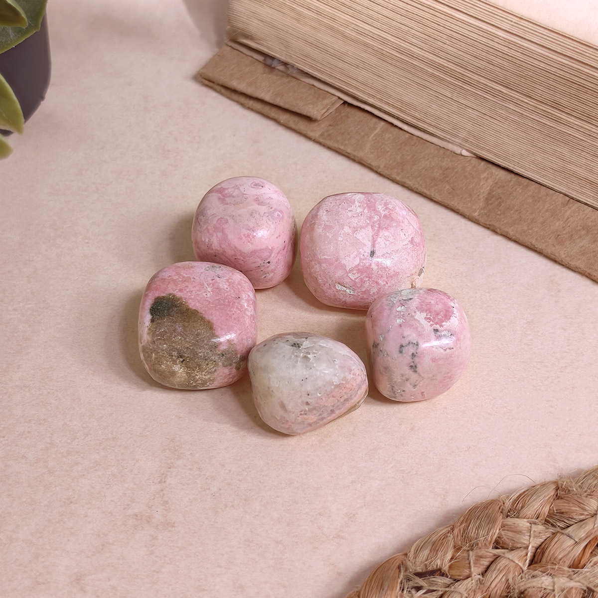 Pink Rhodonite Tumble-Shubhanjali Store (5) pink rhodonite tumble