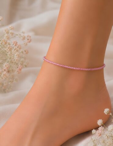 pink tourmaline faceted anklet 2 mm