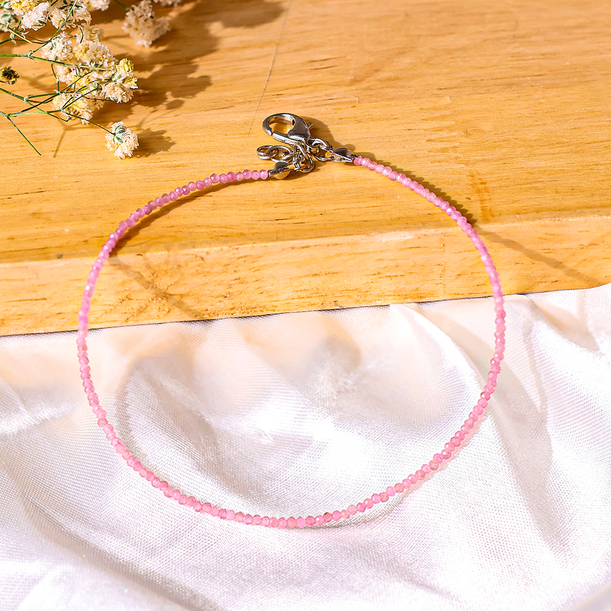 Pink Tourmaline Anklet 2mm-SHubhanjali Store (3) pink tourmaline faceted anklet 2 mm