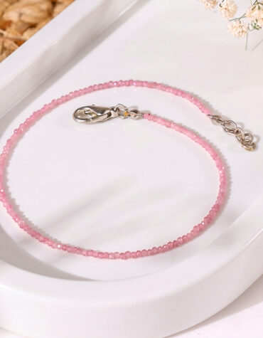 pink tourmaline faceted anklet 2 mm