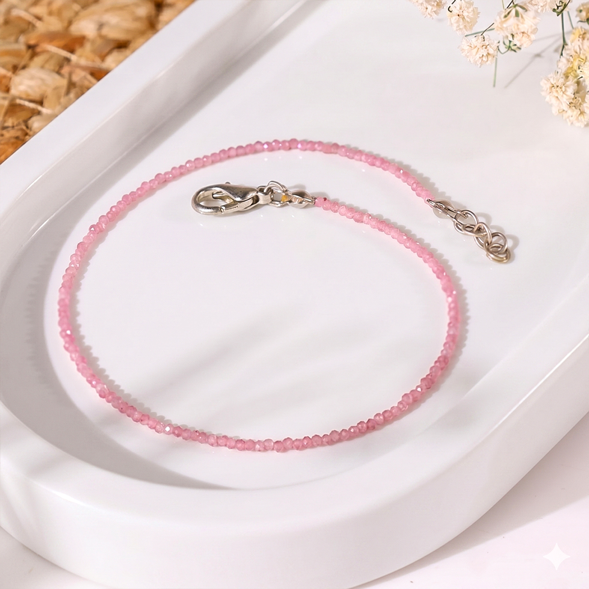 Pink Tourmaline Anklet 2mm-SHubhanjali Store (4) pink tourmaline faceted anklet 2 mm