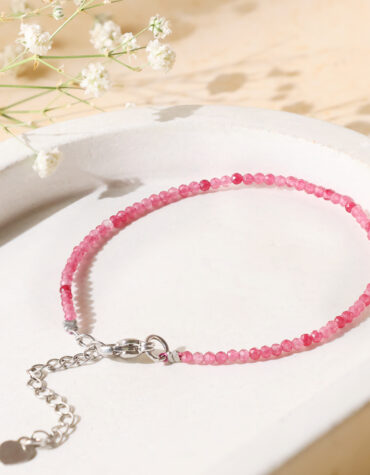 pink tourmaline faceted chain bracelet 2 mm