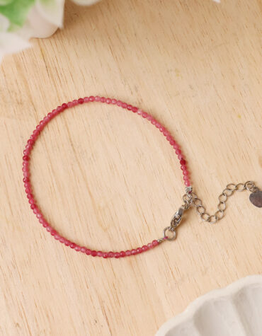 pink tourmaline faceted chain bracelet 2 mm