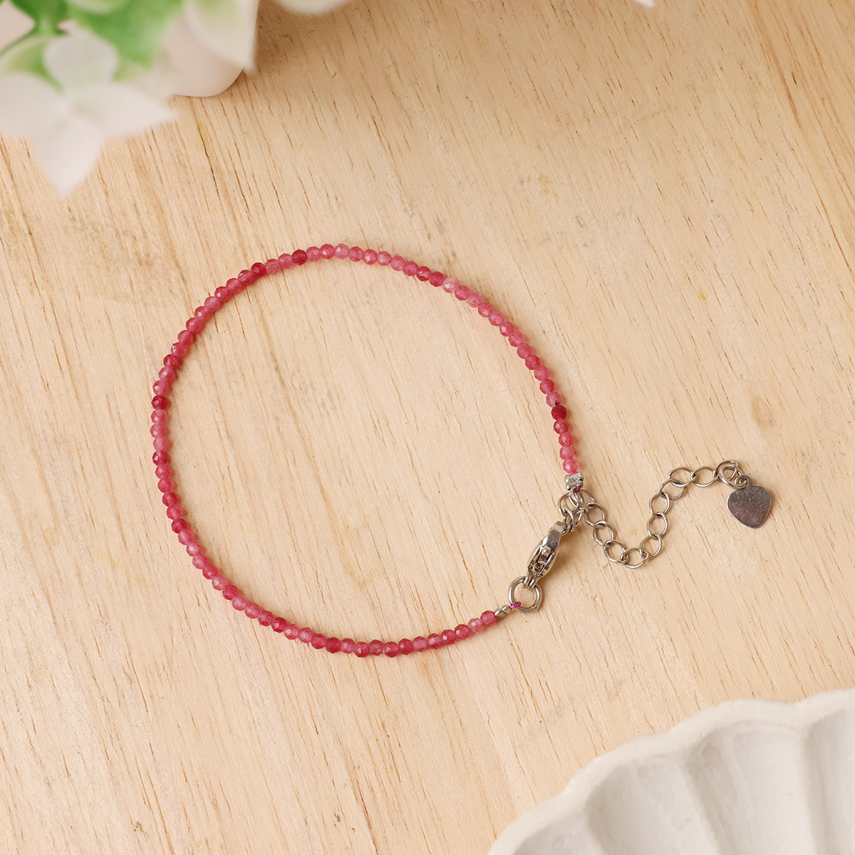 Pink Tourmaline Faceted Chain Bracelet 2 MM-Shubhanjali Store (4) pink tourmaline faceted chain bracelet 2 mm