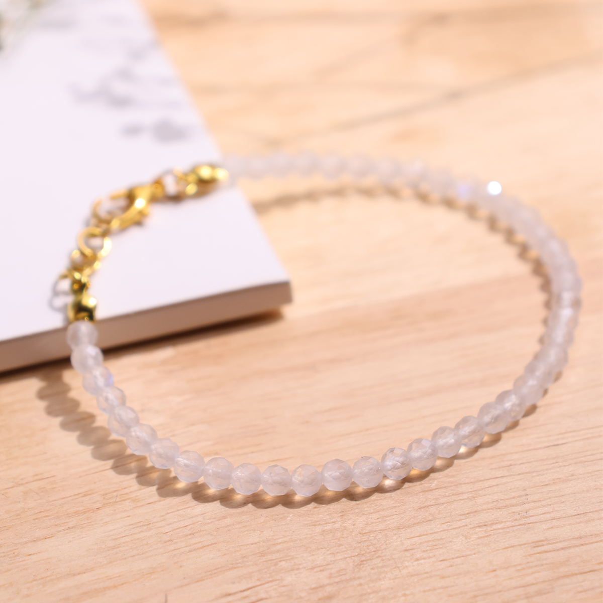 Rainbow Moonstone Faceted Chain Bracelet 4mm-Shubhanjali Store (3) rainbow moonstone faceted chain bracelet 4mm