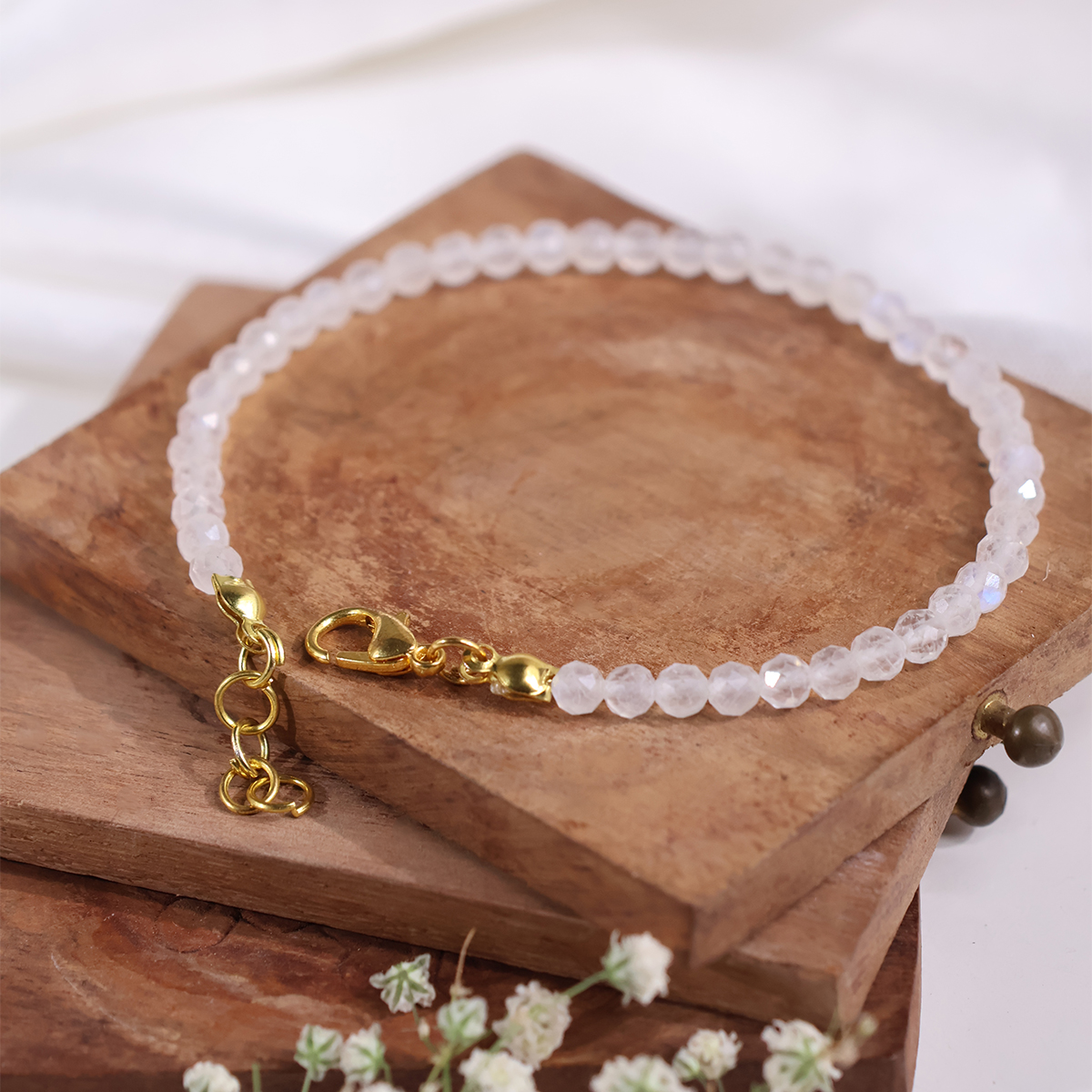 Rainbow Moonstone Faceted Chain Bracelet 4mm-Shubhanjali Store (4) rainbow moonstone faceted chain bracelet 4mm