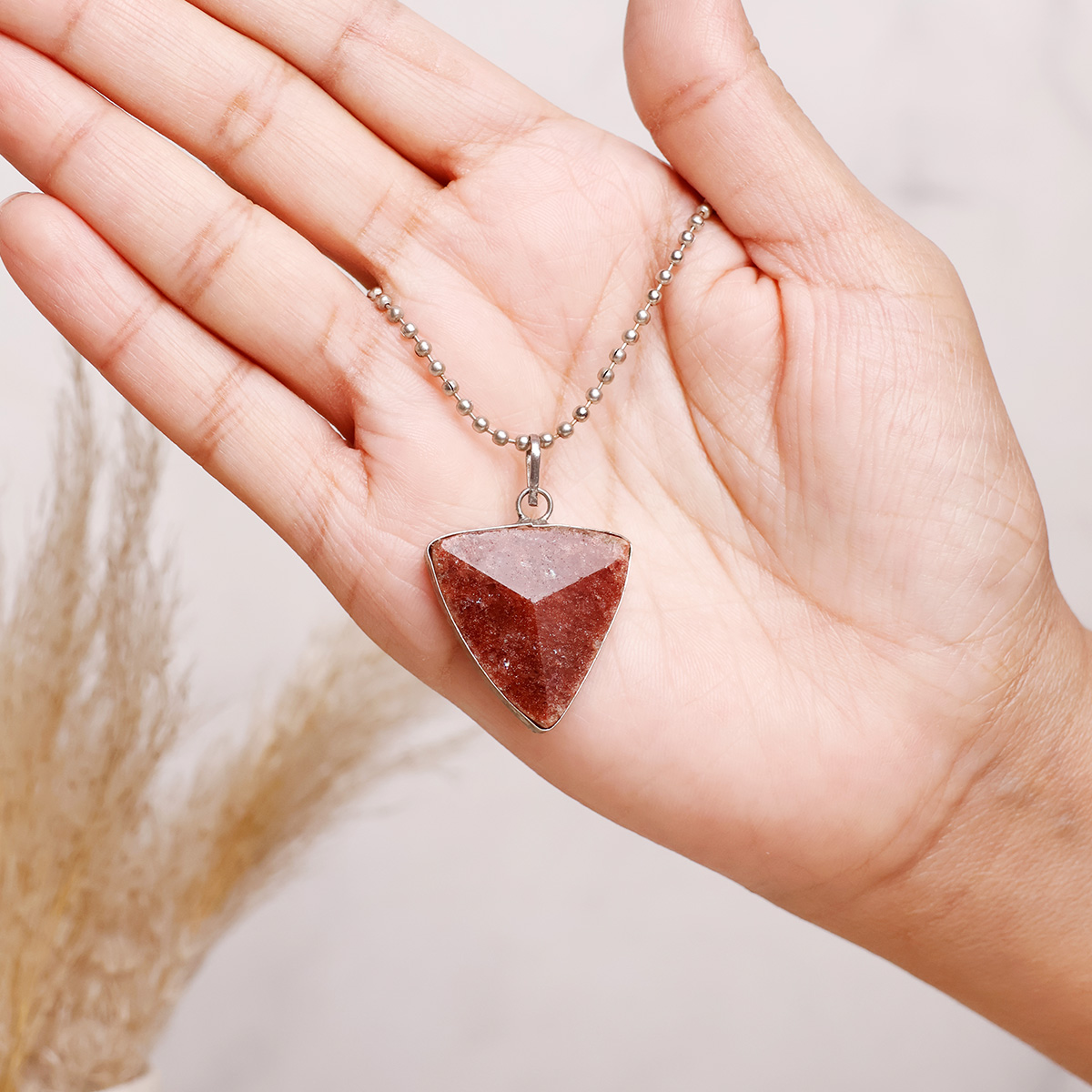Red Aventurine Triangle Pendant-Shubhanjali Store (3) red aventurine triangle pendant