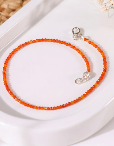 red carnelian faceted anklet 2 mm