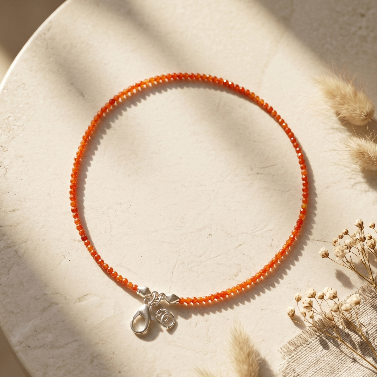 Red Carnelian Anklet 2mm-Shubhanjali Store (4) red carnelian faceted anklet 2 mm