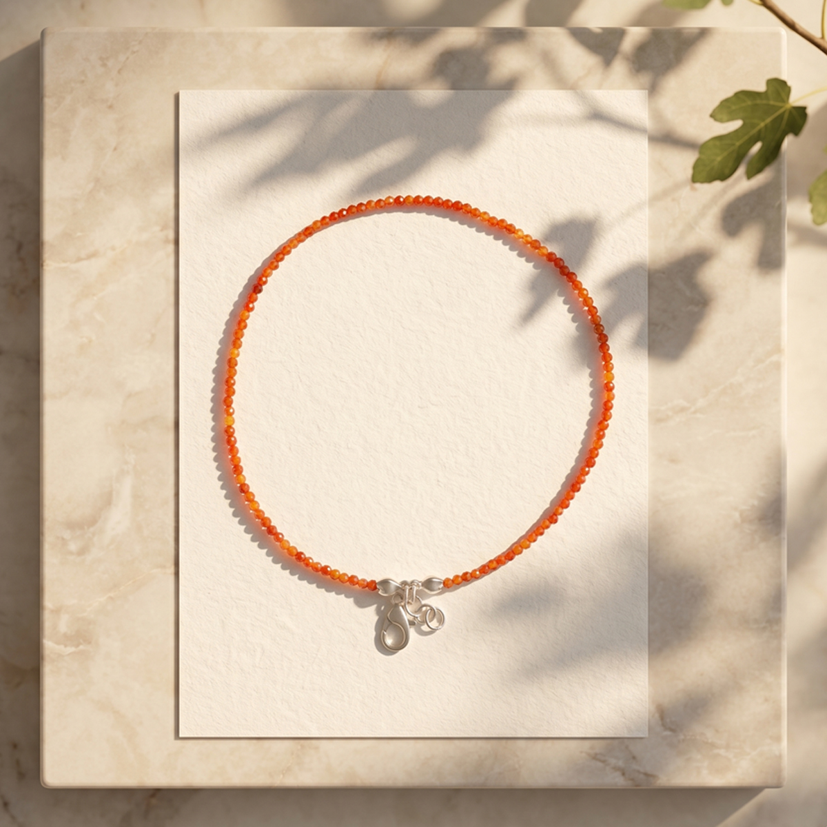 Red Carnelian Anklet 2mm-Shubhanjali Store (5) red carnelian faceted anklet 2 mm