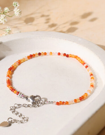 red carnilian faceted chain bracelet 2 mm