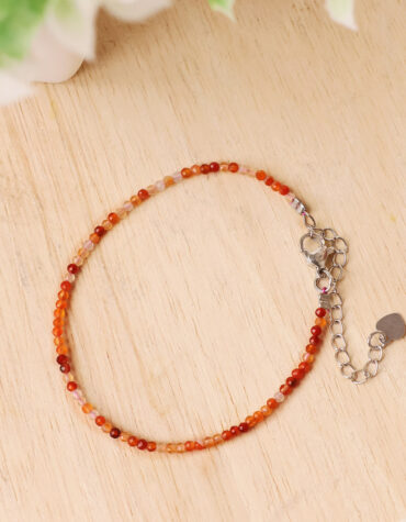 red carnilian faceted chain bracelet 2 mm