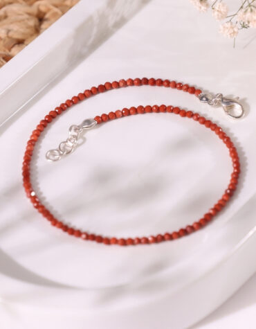 red jasper faceted anklet 2 mm