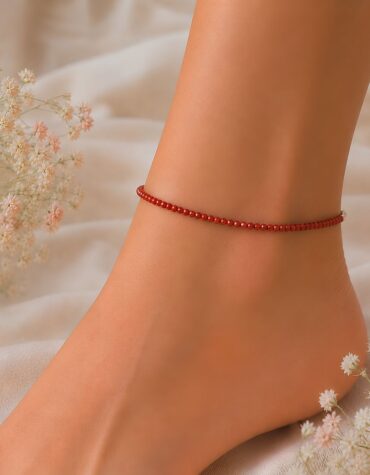 red jasper faceted anklet 2 mm