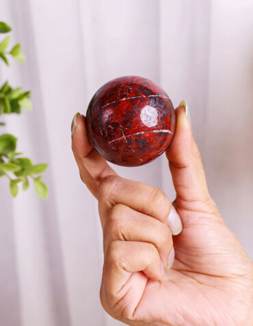 red jasper with hematite ball
