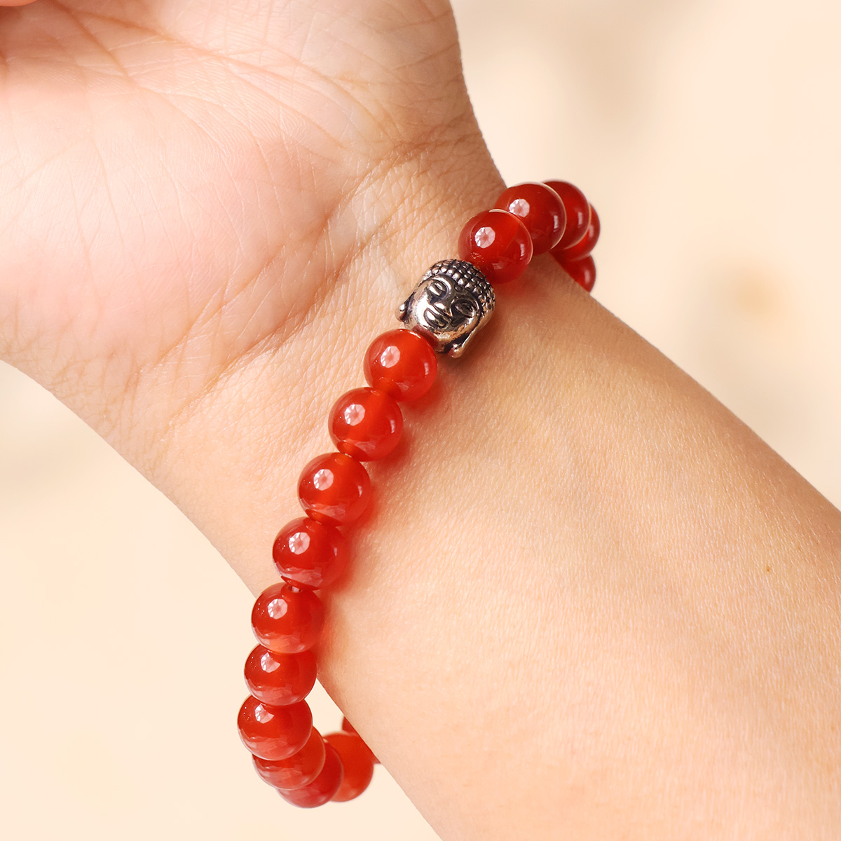 Red Onyx Buddha Bracelet-Shubhanjali store (1) red onyx buddha bracelet 8 mm