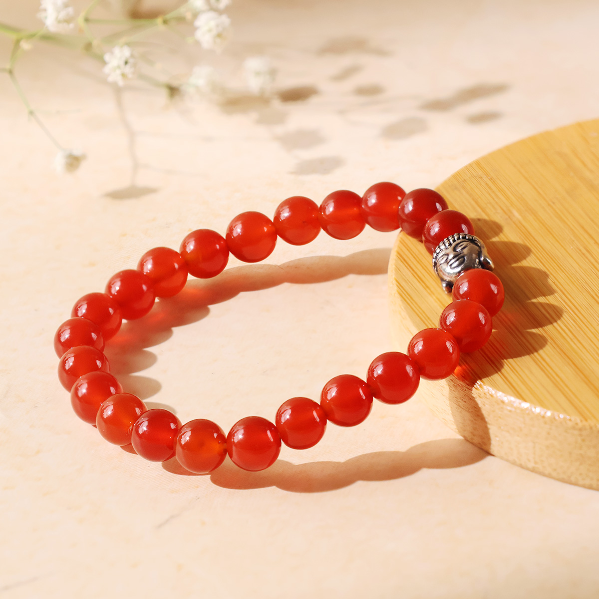 Red Onyx Buddha Bracelet-Shubhanjali store (2) red onyx buddha bracelet 8 mm