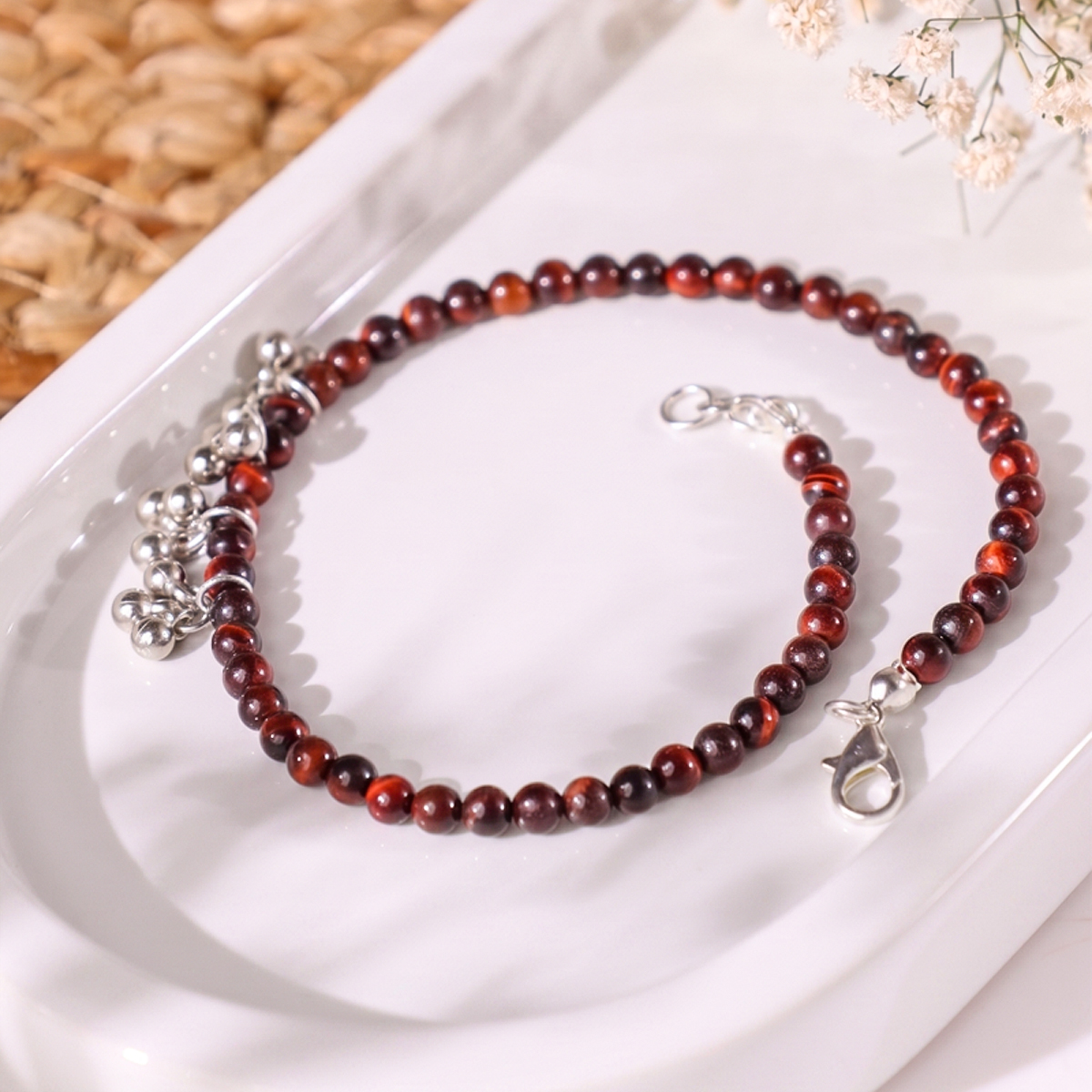 Red Tiger Eye Anklet 4mmShubhanjali Store (3) red tiger eye anklet 4mm