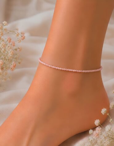 rhodochrosite faceted anklet 2 mm