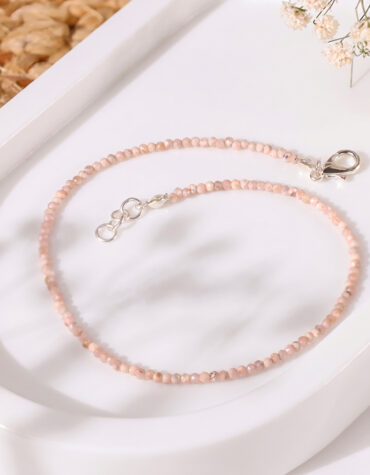 rhodochrosite faceted anklet 2 mm