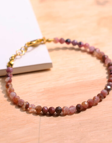 rhodonite faceted chain bracelet 4mm