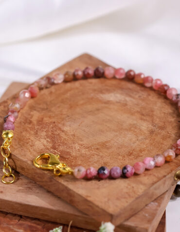 rhodonite faceted chain bracelet 4mm
