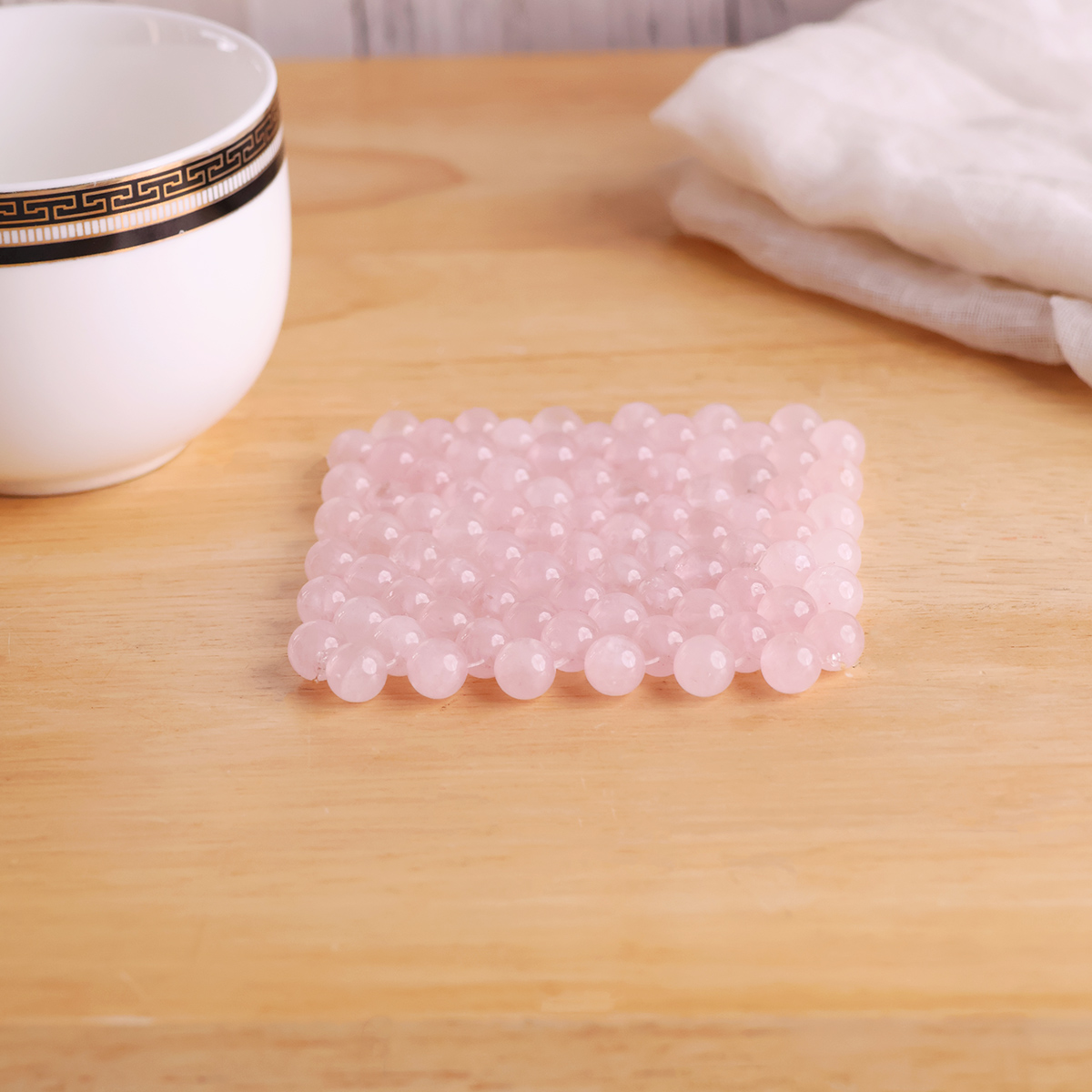 Rose Quartz Beads Coaster-Shubhanjali Store (2) rose quartz beads coaster