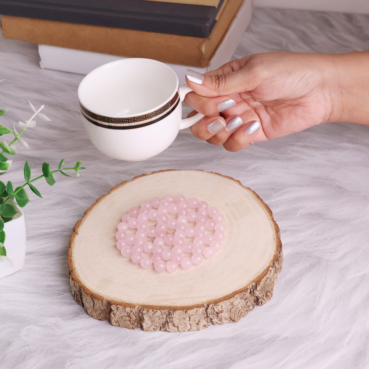 Rose Quartz Beads Coaster-Shubhanjali Store (6) rose quartz beads coaster