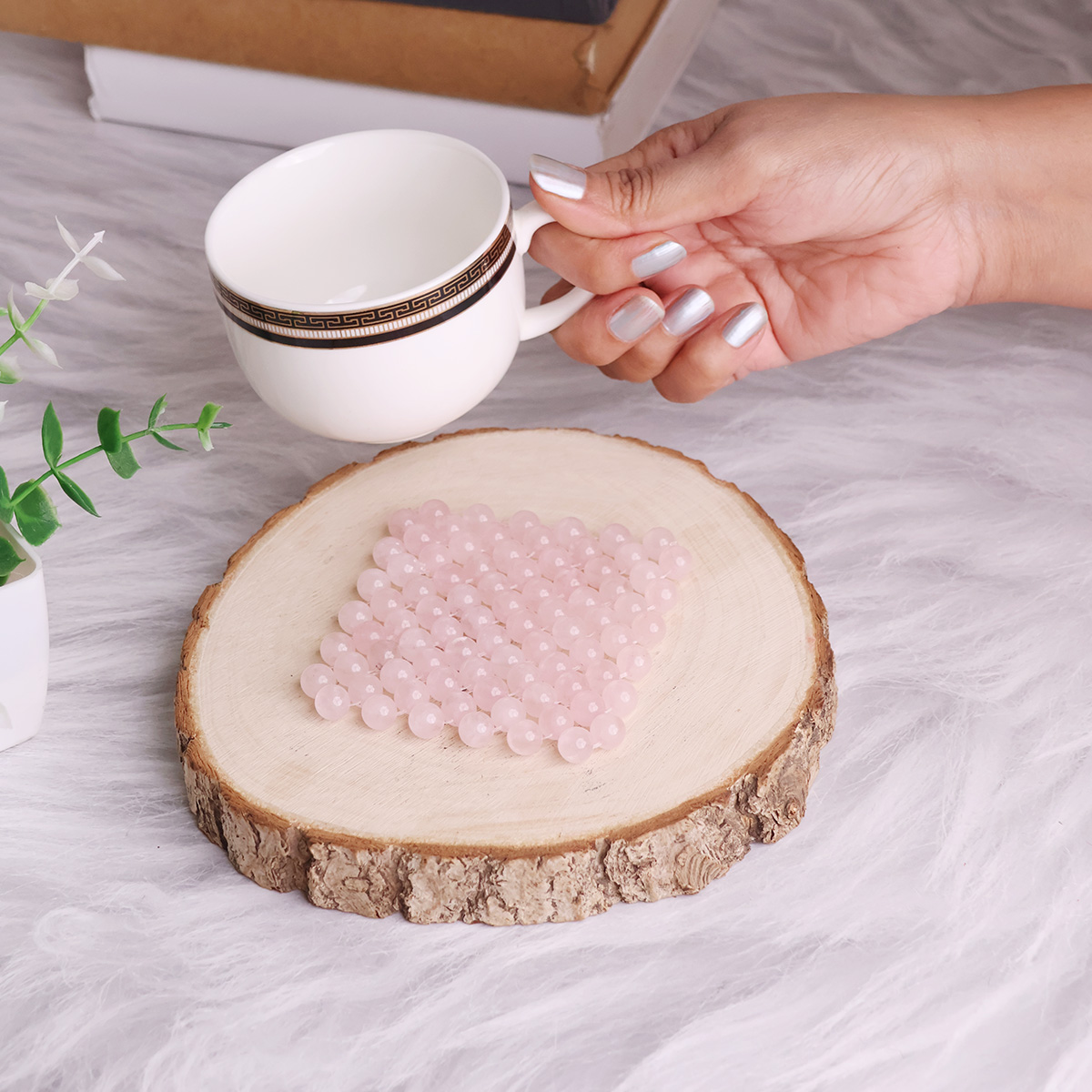 Rose Quartz Beads Coaster-Shubhanjali Store (7) rose quartz beads coaster
