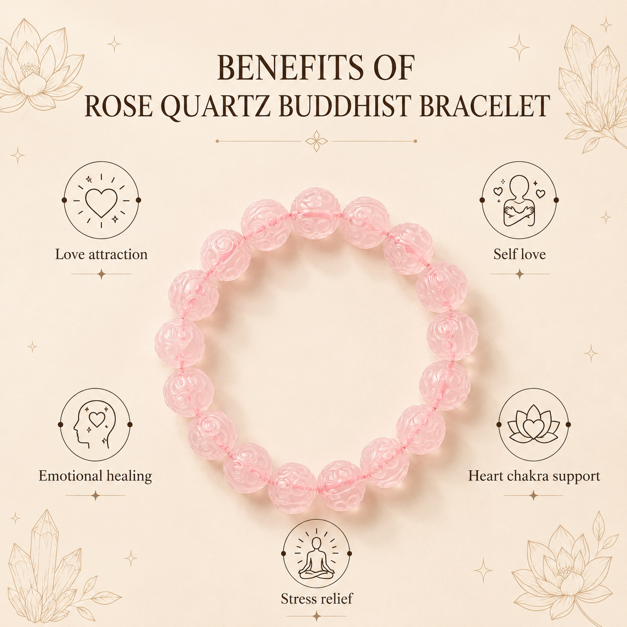 Rose Quartz Buddhist Bracelet rose quartz buddhist bracelet