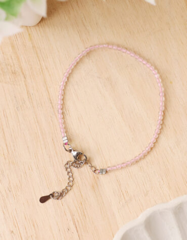 rose quartz faceted chain bracelet 2 mm