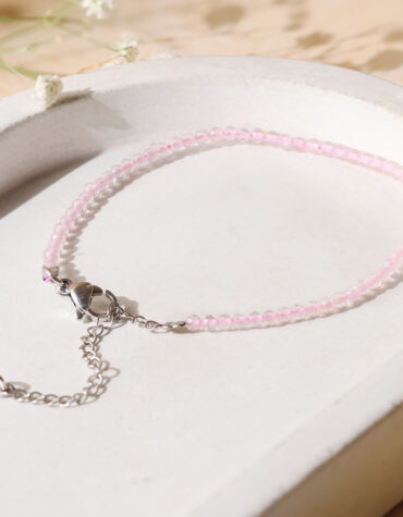 rose quartz faceted chain bracelet 2 mm