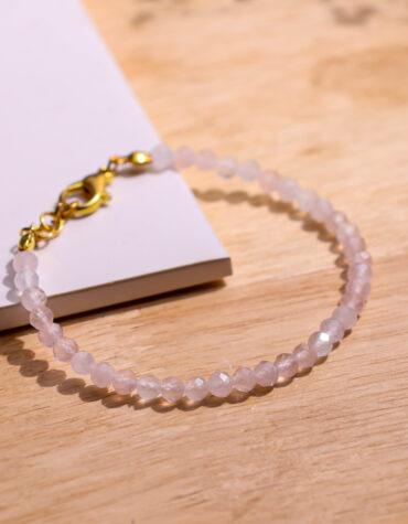 rose quartz faceted chain bracelet 4mm