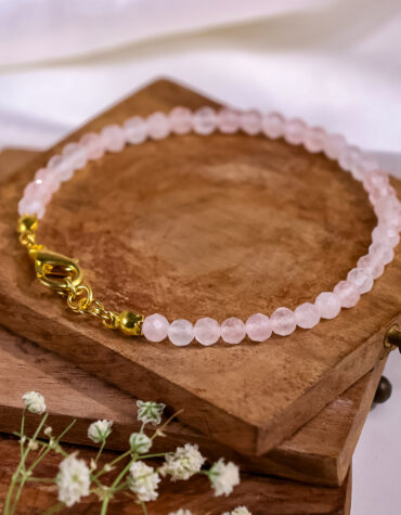 rose quartz faceted chain bracelet 4mm