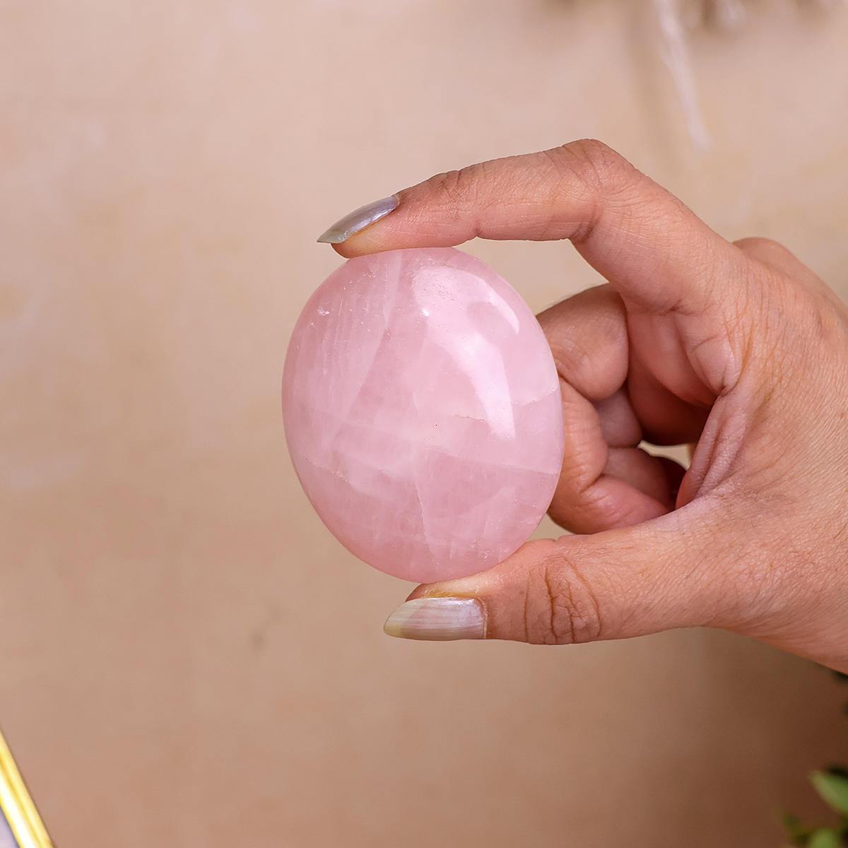 Rose Quartz Palm Stone (4) rose quartz palm stone