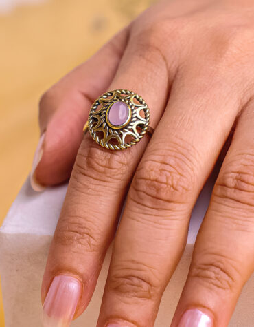 rose quartz small design ring