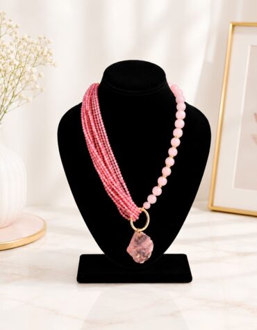 rose quartz & strawberry quartz necklace