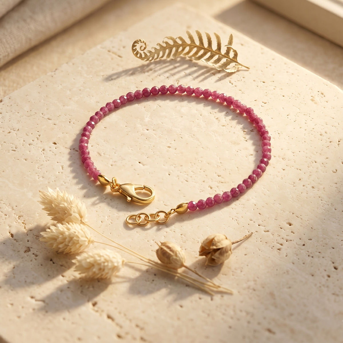 Ruby Faceted Chain Bracelet 3mm-Shubhanjali Store (1) ruby faceted chain bracelet 3mm