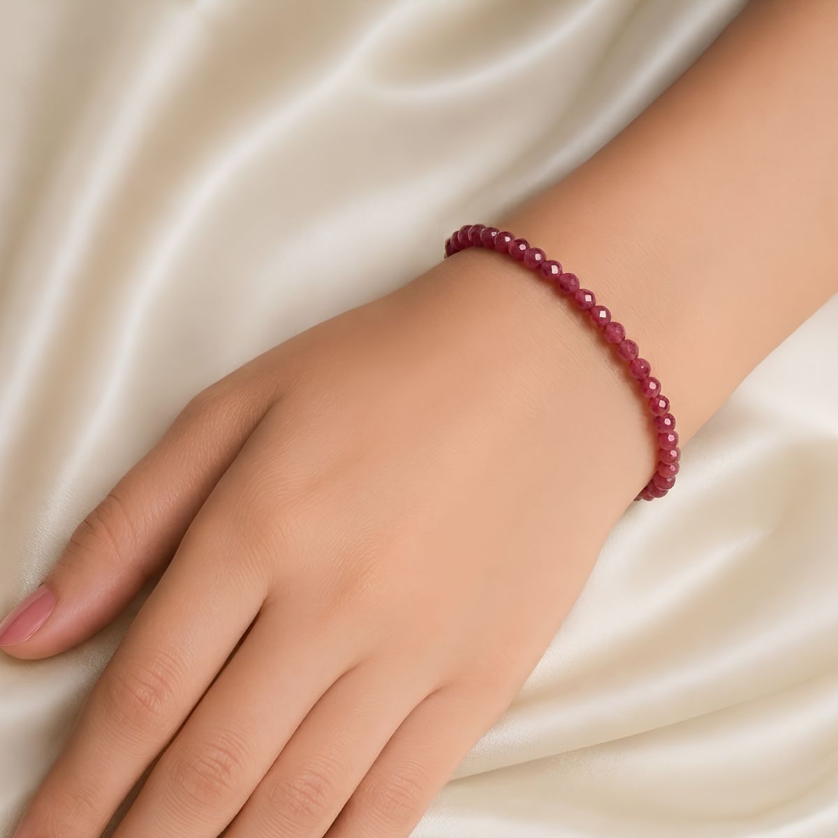 Ruby Faceted Chain Bracelet 3mm-Shubhanjali Store (2) ruby faceted chain bracelet 3mm