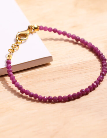 ruby faceted chain bracelet 3mm