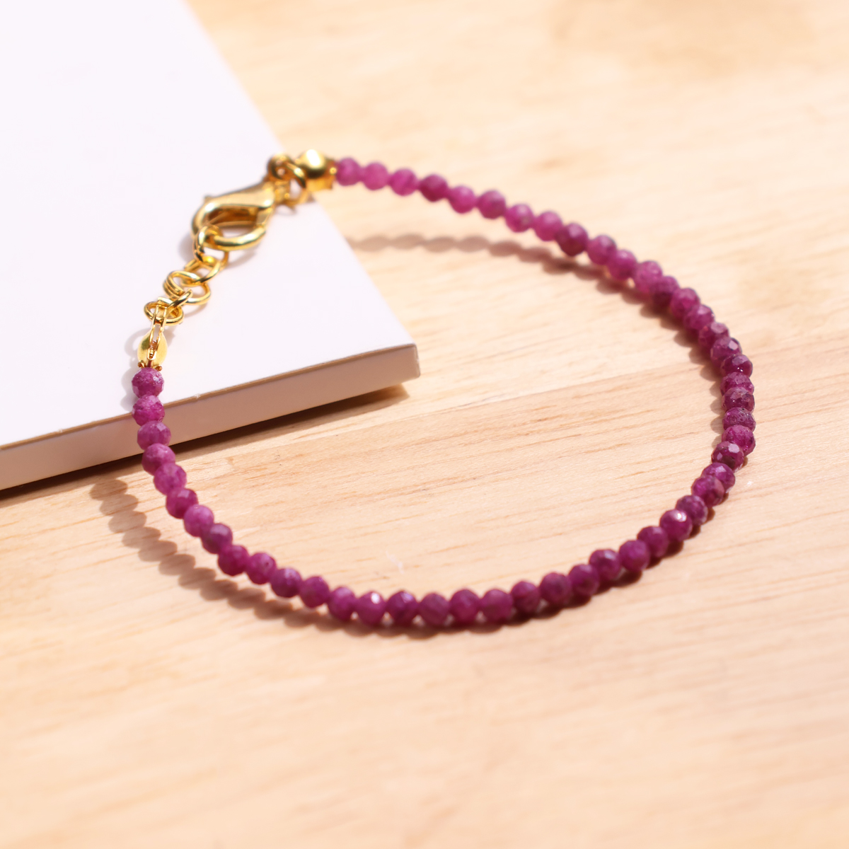 Ruby Faceted Chain Bracelet 3mm-Shubhanjali Store (3) ruby faceted chain bracelet 3mm